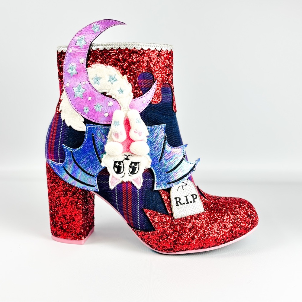 Irregular Choice “Night Terror” 4404-17A Red Glitter Bat Cat Boots – Size 39